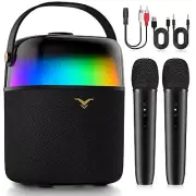 Bluetooth Speaker with Two Wireless Microphones, Portable Karaoke Machine for...