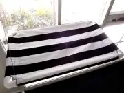 3083 - PAWS INDOORS WINDOW SEAT, CAT BED, CAT SUN LOUNGER, BLACK & WHITE STRIPE