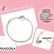 NEW Authentic PANDORA Moments Heart T-Bar Snake Chain Bracelet 20cm - 599285C00