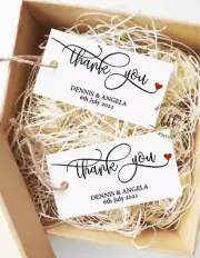 10 White Gift Tags Wedding Favour Bomboniere Personalised Custom Thank you