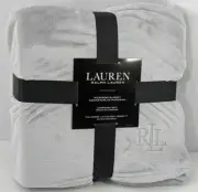 Ralph Lauren Blanket FULL QUEEN SIZE Micromink Plush 90" x 90" Light Gray NEW