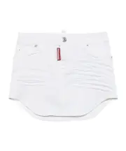 Dsquared2 Kids Logo Printed Button Detailed Denim Skirt 8Y,14Y White