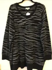 Autograph Plus Size M Black & Silver Zebra Round Neck Jumper NWTGS