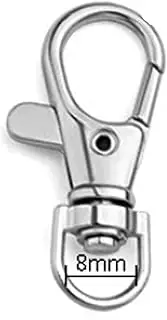 [BOOXII] Swivel Keychain Clips, D Ring (8mm) Metal Key Chain Hooks Clips (Silver, 20pcs), for Key Ring/Rings Crafts/Layard/Wallet/Bag Packbag Luggage
