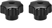 uxcell 2pcs Star Knobs M12 Metric Female Thread 48mm 7-Point Star Plastic Head Through Hole Brass Insert Screw-in Threaded Hand Knob Clamping Handles Jig Knobs, Black