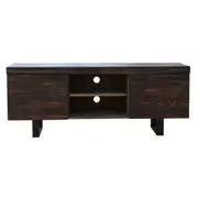 Rustica 160cm ETU Entertainment TV Unit Solid Pine Wood 2 Door Black