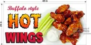 2' X 4' VINYL BANNER HOT WINGS BUFFALO STYLE CHICKEN WINGS NEW
