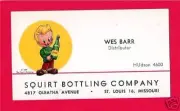 Vintage Old Squirt Logo Soda Pop Bottling Co Card St Louis Mo