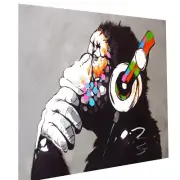 Huge art Painting Canvas Print Monkey Dj ape thinker grey chimp Australia