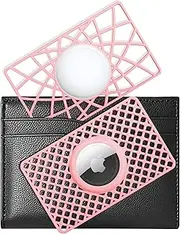 WALNEW Airtag Wallet Holder 2 Pack - Ultra Thin & Lightweight Airtag Holder, 0.1 inch Thickness, Credit Card Size Airtag Case for Purse, Handbag, Backpack, and Clutch, Pink