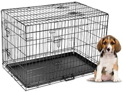 24" Small Dog Kennel Collapsible Metal Crate Pet Puppy Cat Rabbit Cage