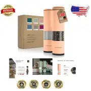Elegant Ceramic Salt and Pepper Grinder Set in Creamy Peach - Adjustable Mill
