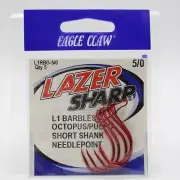 Eagle Claw Lazer Sharp L1 Barbless Octopus Hook Model L1RBG-5/0 Size 5/0