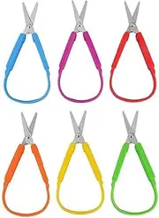6 Pcs School Crafts Scissors - Kids Loop Scissors, Safety Childrens Loop Handle Scissors for Crafts Sewing