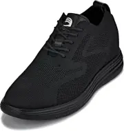 CALTO Men's Invisible Height Increasing Elevator Shoes - 10, Black/Black Sole