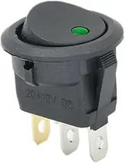 EKSIL 100Pcs 3 pins ON-Off SPST Rocker Switch 12V/220V led Rocker Switch Led Dot Light LED Illuminated Car Dashboard Dash Toggle(Green,220V)