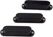 Vaguelly 3pcs Black Single Coil Guitar Pickup Cover Set with Copper Eyes No Holes Design for Electric Guitars for Performance