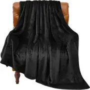 BEDELITE Fleece Blanket Black Throw Blankets for Couch & Bed, Luxury Plush Cozy