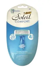 BIC Soleil Comfort 4-Blade Disposable Razors for Women Sensitive Skin 3 Piece In