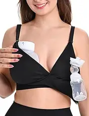 [ChouChouter] 4-in-1 Hands Free Pumping Bra & Nursing Bra，Comfortable Maternity Bra for Pregnancy and Breastfeeding