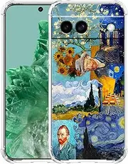 [malegaon] Van Gogh Paintings Collage Starry Night Pattern,Soft TPU Protective Phone Case for Google Pixel 8a