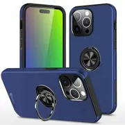 iPhone 15 Plus Comprehensive Protection Case Cover with Magnetic Ring Holder - Anti-Shock, Anti-Falling - Navy