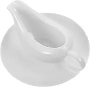 Garneck Large White Ceramic Gravy Boat with Saucer - for Serving Gravy - Sauces Dressings and Creamers Elegant Dripless Design for Effortless Dining