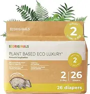 Ecoriginals - 26 Eco Infant Nappies Size 2 - Baby Nappies with 100% Plant-based Layers, Disposable & Hypoallergenic Baby Essentials for Infant Babies - Secure Fit Baby Nappies (5-8Kg), 1 Pack