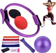 Pilates Equipment for Home Workouts, Pilates Ring and Ball Set, Lightweight Flexible Yoga Exercise with Resistance Bands, Perfect for Home Pilates Equipment