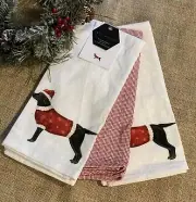 Set of 3~BLACK LABRADOR in Christmas Sweater & Hat KITCHEN TOWELS Max Studio LAB