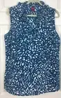 NWT Merona Sz XXL Teal Blue & White Sleeveless Pullover Ruffle Cami Blouse