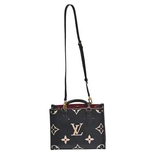 LV M45659經典ONTHEGO PM系列Empreinte皮革手提/斜背包(黑/米白色)