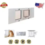 Stylish White Aluminum Pet Door with Lock-Out Slide, Fits Windows 23" - 28"