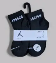 NIKE JORDAN Boys Socks Ankle Jumpman Basketball Lightweight 6 Pair Shoe 3Y-5Y