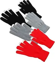 [Healeved] 3 Pairs Touch Screen Gloves for Winter Windproof Warm Knitted Outdoor Gloves Nonslip Gaming Design for Cold Weather Use
