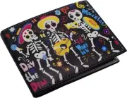 Mariachi Skeletons Dancing RFID Blocking Genuine Leather Bifold Wallet for Men