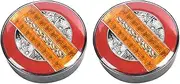 2X 4 Inch Trailer Dynamic Tail Light 24V LED Truck Brake Light LED Round Water Hamburger for Cars, Boats, Caravans