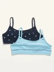 Old Navy Kid Girls 2-Pack Cami Bra Blue Hearts/Striped Size Large $15