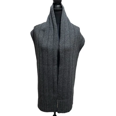 J.Crew Charcoal Gray 100% Lambswool Sweater Scarf Woolens 10.5 X 72