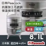 【PEACOCK 日本孔雀】日本抗菌加工不銹鋼保溫保冷茶桶-中-8.1L-日本製(INS-80K)