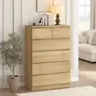 Light Oak 6 Drawers Chest of Drawers Tallboy Dresser Storage Cabinet