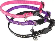 GANAZONO 3Pcs Adjustable Reflective Decorative Cat Collars with Creative Fish Pattern Lightweight Neck for Kittens Safe for Outdoor Use