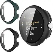 [2 Pack] Case with Sreen Protector for Google Pixel Watch 3 45mm, Electro-weideworld PC Protective Case Cover with Tempered Glass for Google Pixel Watch 3 45mm