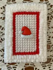 Handmade Needlepoint Plastic Canvas Gift Card Holder - Santa Hat
