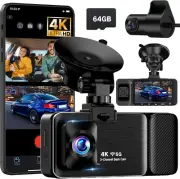 4K 3 Channel Dash Cam Front and Rear Inside, 5G Wifi Dash Cam, APP Control, Nigh