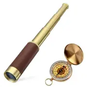 Retro Pirate Telescope Zoomable 25x30 Spyglass Portable Collapsible Handheld ...