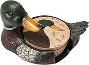 BestGiftEver Mallard Duck Coaster Set of 4 - Round Polyresin Bar Coasters for Drinks, Lakehouse-Themed Kitchen Bar Decoration, Pond and Lake Bird Waterfowl for Tabletop Protection
