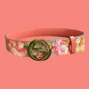 Gucci Flower Blooms GG Gold Buckle Women's Belt size 95 cm, fits 8/10 Dress