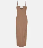 [Jacquemus] Jacquemus Sierra ribbed-knit midi dress UK 8 brown