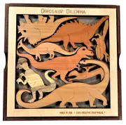 Dinosaurs Dillema Puzzle - wood brain teaser - original design - hardwood - USA